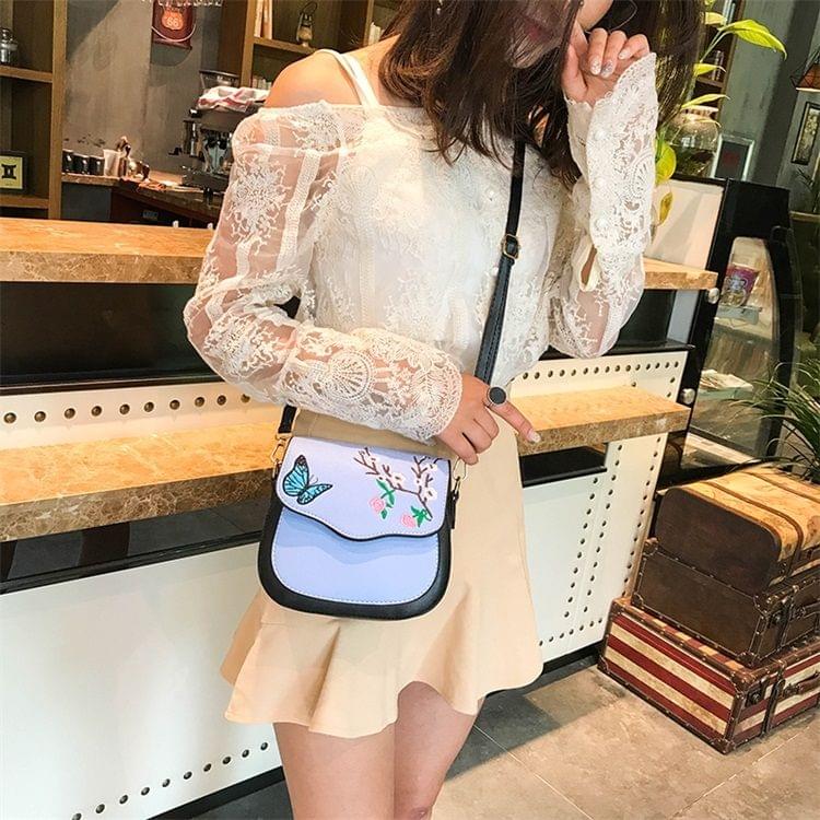 Leisure Fashion PU Leather Slant Shoulder Bag (Blue)