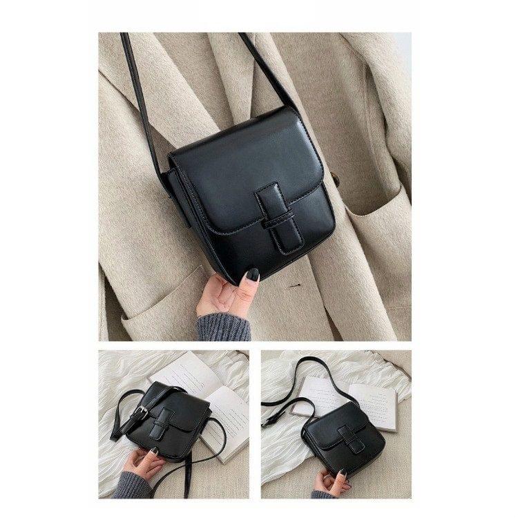 Pure Color Casual Small Square Bag Shoulder Bag Ladies Handbag Messenger Bag (Black)