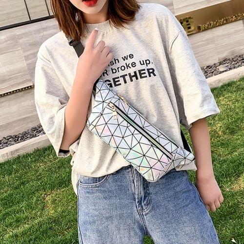 Diamond Plaid Texture Laser Color PU Leather Single Shoulder Bag Ladies Handbag Messenger Bag (Silver)
