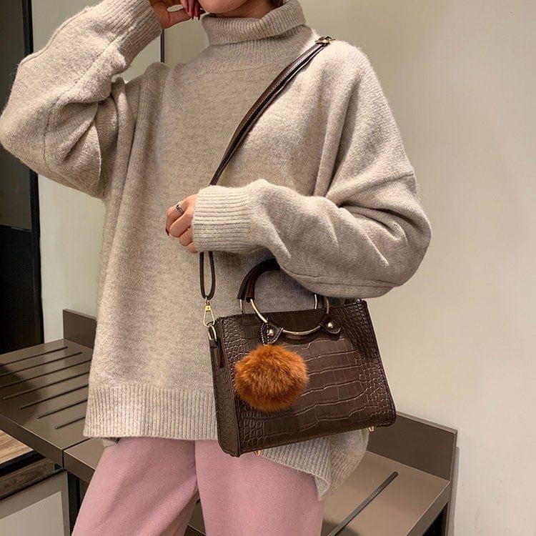 Leisure Fashion PU Leather Slant Shoulder Bag(Coffee)