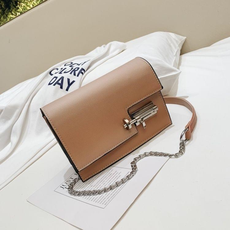 Lock Buckle PU Leather Single Shoulder Bag Ladies Handbag Messenger Bag (Khaki)