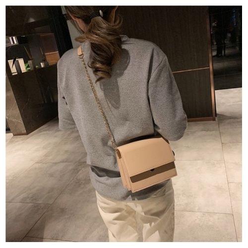 PU Leather Chain-strap Single Shoulder Bag Ladies Handbag Messenger Bag (Beige)