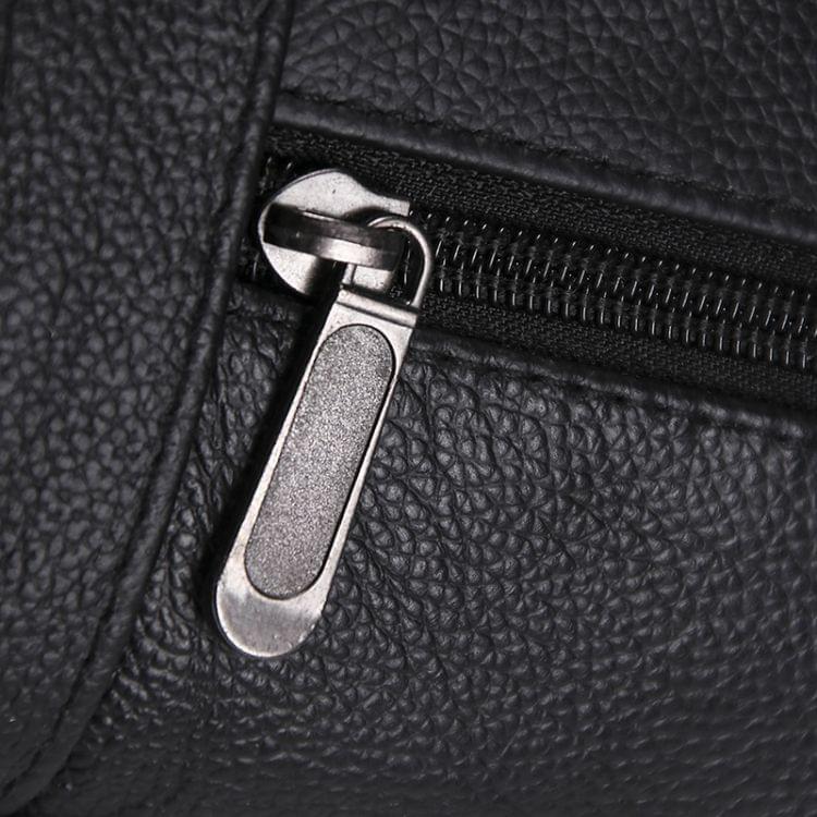 Leisure Fashion Top-grain Leather Slant Shoulder Bag Handbag(Black)