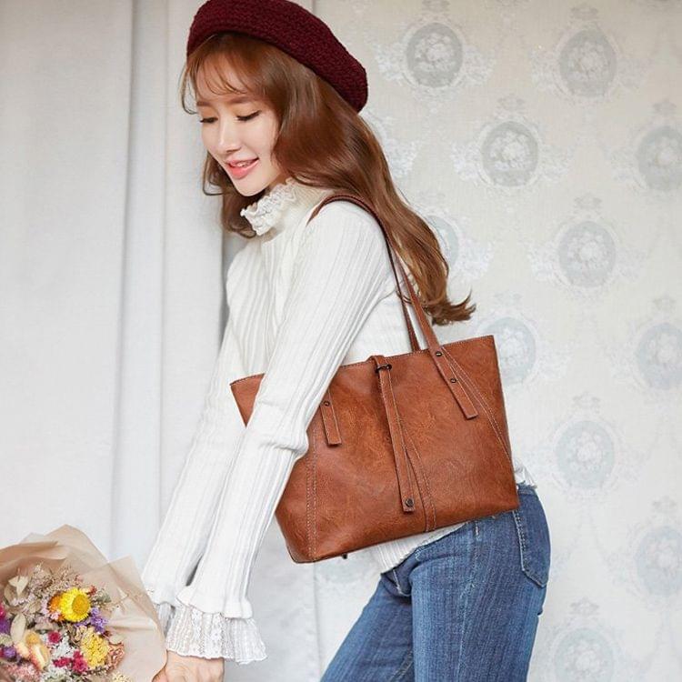Leisure Fashion PU Leather Shoulder Bag Handbag (Brown)