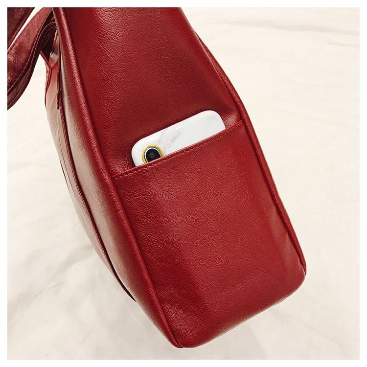 Leisure Fashion PU Leather Shoulder Bag Handbag (Red)