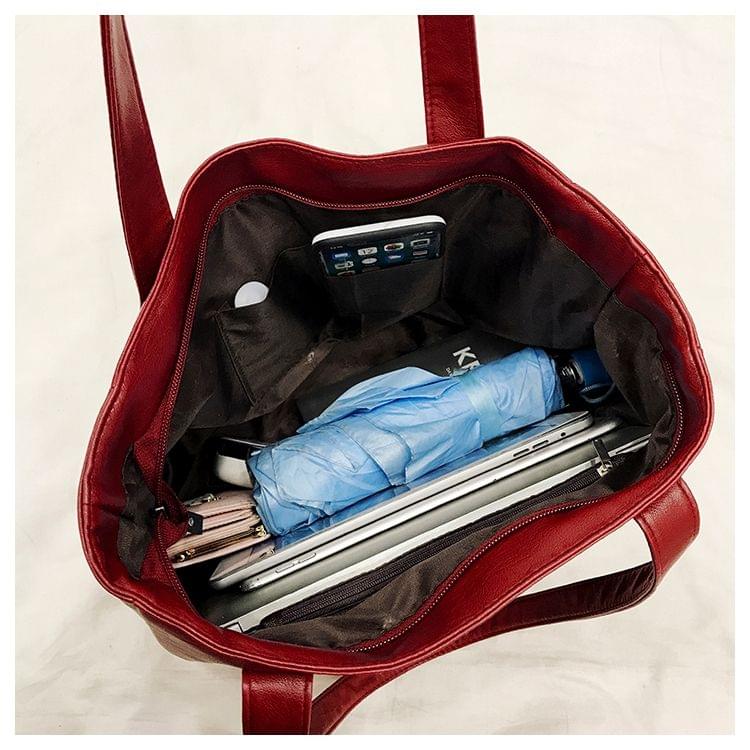 Leisure Fashion PU Leather Shoulder Bag Handbag (Red)