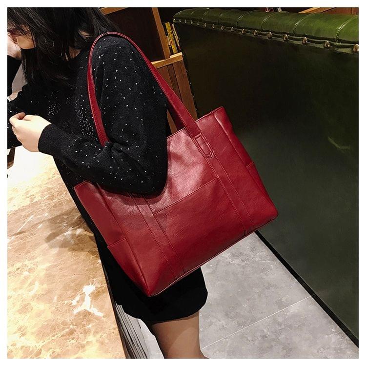 Leisure Fashion PU Leather Shoulder Bag Handbag (Red)