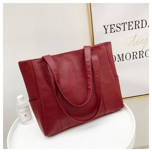Leisure Fashion PU Leather Shoulder Bag Handbag (Red)