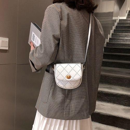 PU Leather Single Shoulder Bag Ladies Handbag Messenger Bag (White)