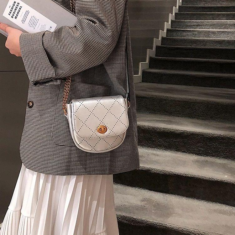 PU Leather Single Shoulder Bag Ladies Handbag Messenger Bag (White)