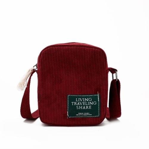 Corduroy Messenger Bag Fashion Plush Ladies Handbag Small Square Bag Mobile Phone Bag (Red)