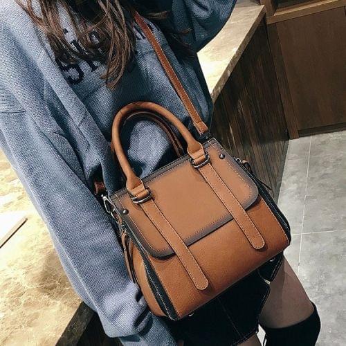 Leisure Fashion PU Leather Slant Shoulder Bag Handbag (Brown)