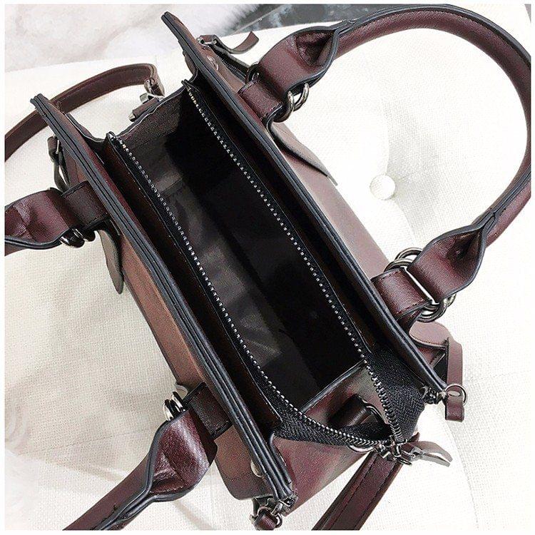 Leisure Fashion PU Leather Slant Shoulder Bag Handbag (Brown)