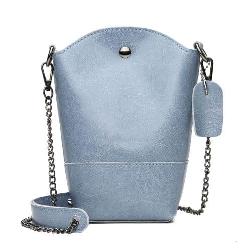 Leisure Fashion Oil Wax Cowhide Leather Shoulder Bag Messenger Bag (Blue)
