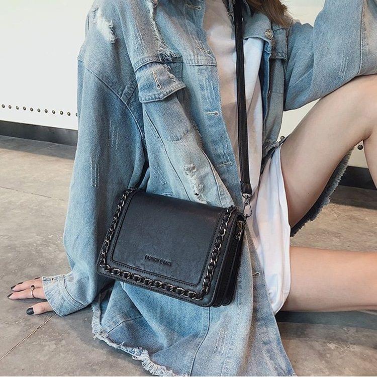 Fashion Chain Side PU Leather Shoulder Bag Ladies Handbag Messenger Bag