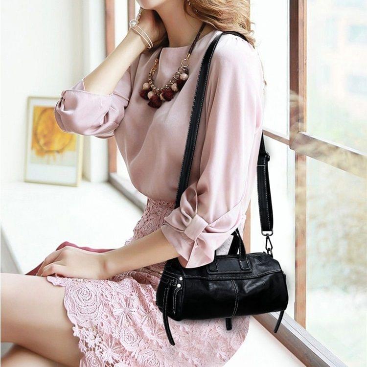 PU Leather Casual Shoulder Bag Messenger Bag Ladies Handbag (Black)