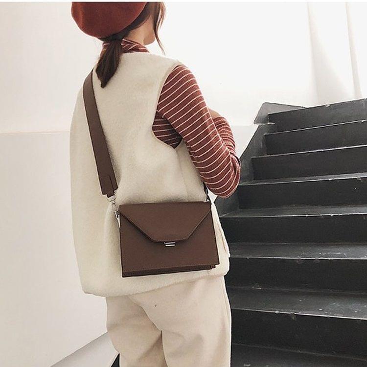 Lock Buckle PU Leather Single Shoulder Bag Ladies Handbag Messenger Bag (Brown)