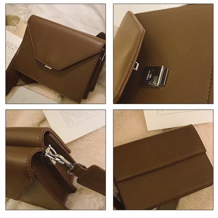 Lock Buckle PU Leather Single Shoulder Bag Ladies Handbag Messenger Bag (Brown)