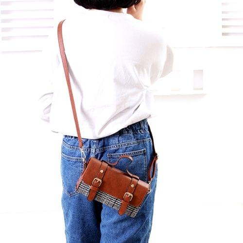 Leisure Fashion PU Leather Slant Shoulder Bag Handbag (Khaki)