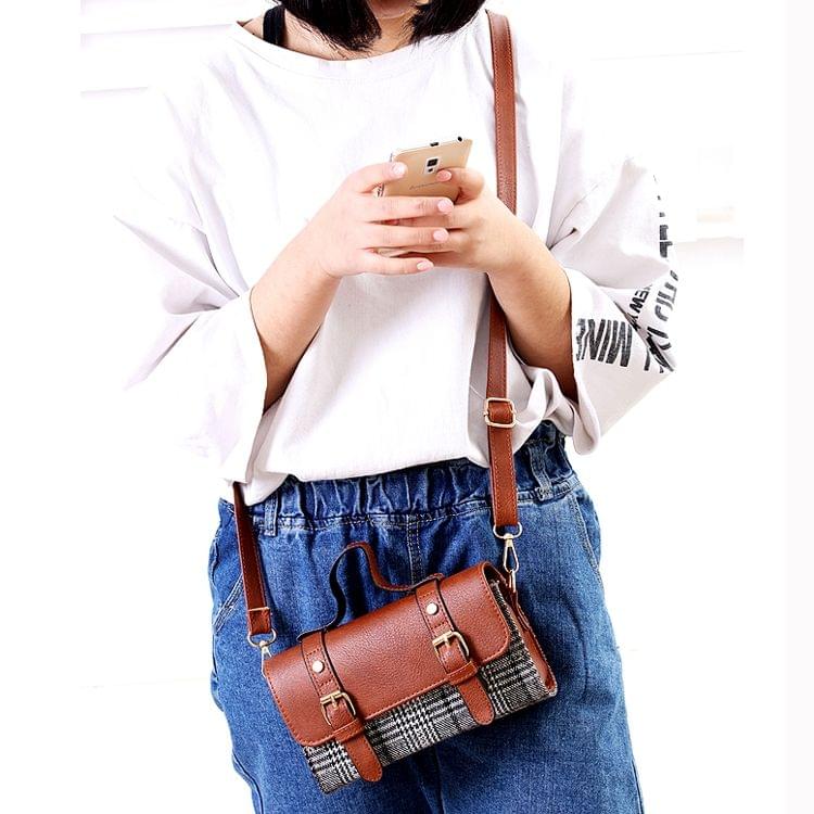 Leisure Fashion PU Leather Slant Shoulder Bag Handbag (Khaki)