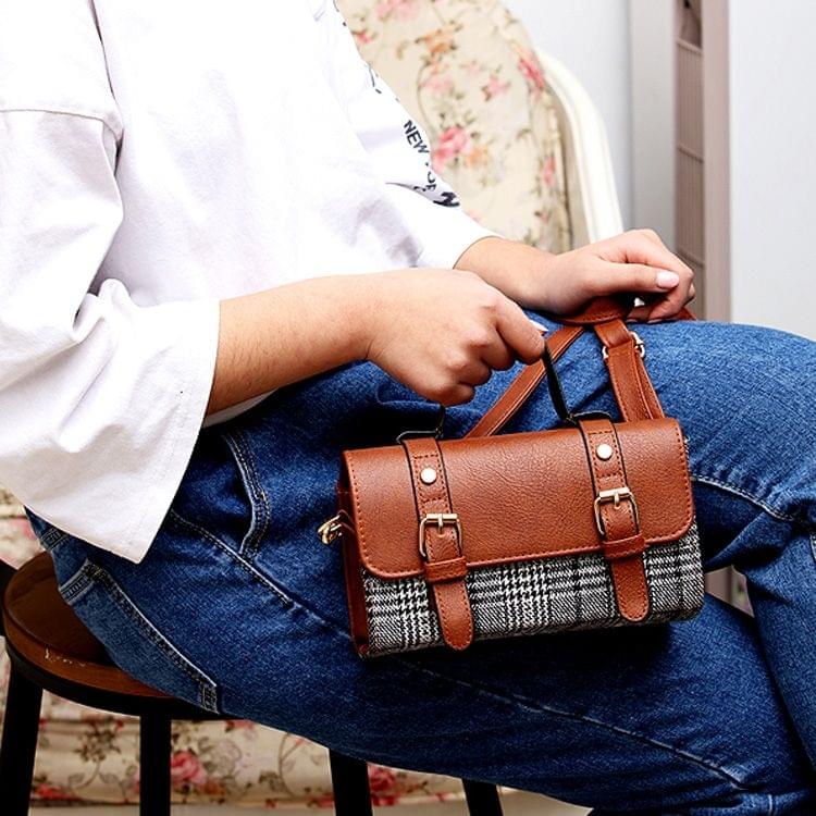 Leisure Fashion PU Leather Slant Shoulder Bag Handbag (Khaki)