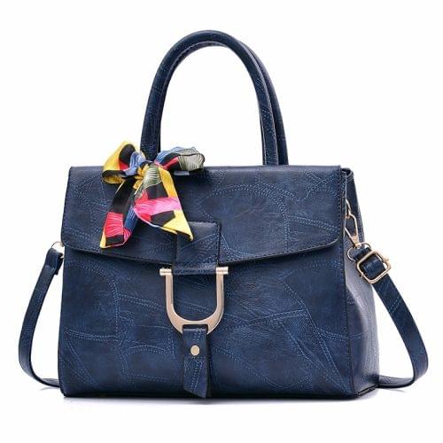 Leisure Fashion PU Slant Shoulder Bag Handbag(Blue)