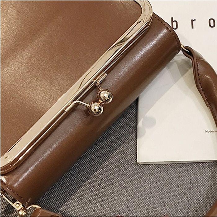 Leisure Fashion PU Leather Slant Shoulder Bag Handbag(Wine Red)
