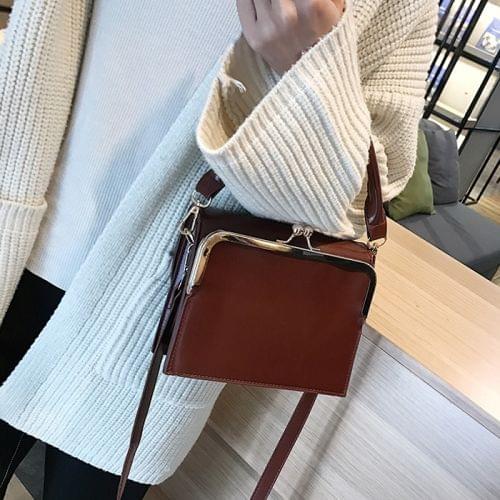 Leisure Fashion PU Leather Slant Shoulder Bag Handbag(Wine Red)