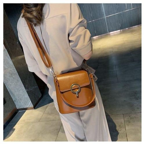 Metal Lock Buckle PU Leather Single Shoulder Bag Ladies Handbag Messenger Bag