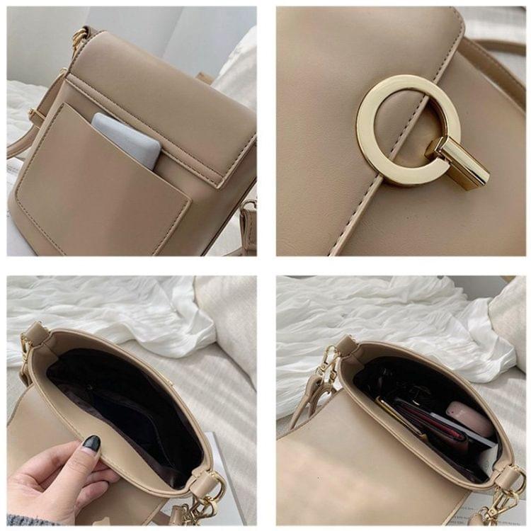 Metal Lock Buckle PU Leather Single Shoulder Bag Ladies Handbag Messenger Bag