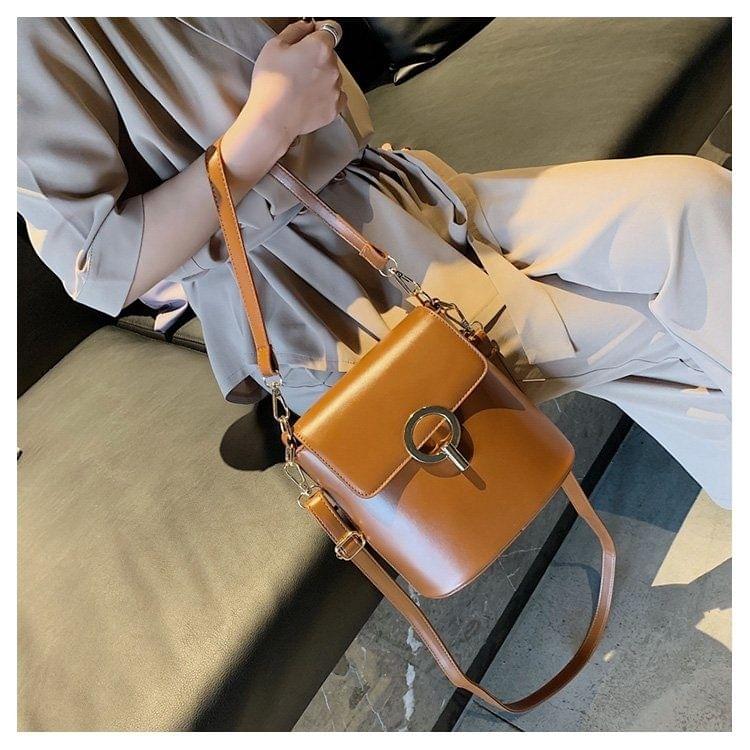 Metal Lock Buckle PU Leather Single Shoulder Bag Ladies Handbag Messenger Bag