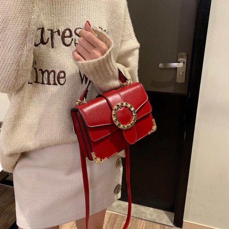Leisure Fashion PU Leather Slant Shoulder Bag(Red)