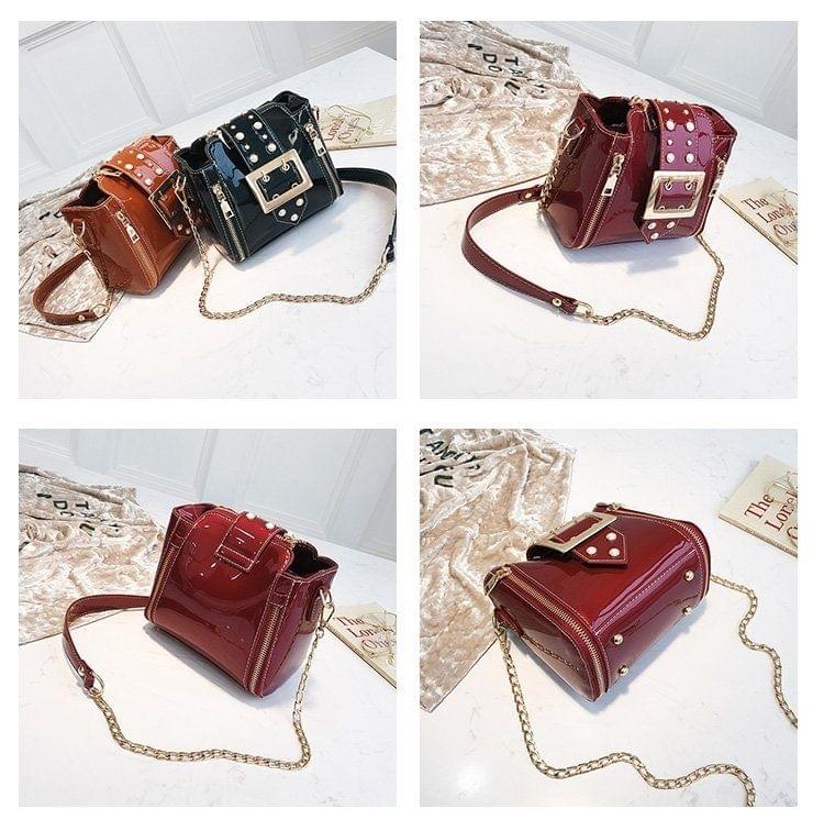 PU Leather Casual Metal Buckle Shoulder Bag Messenger Bag Ladies Handbag (Green)