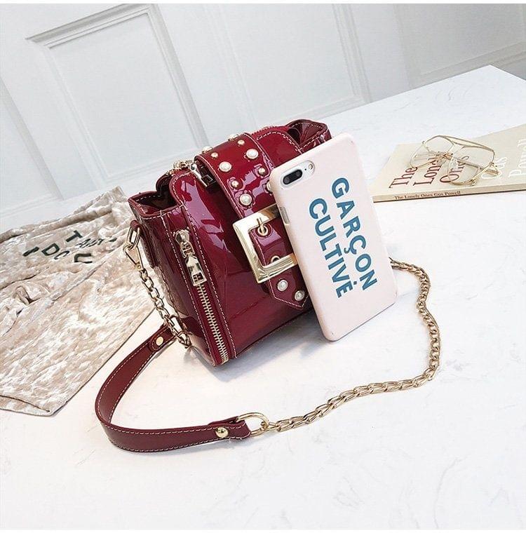 PU Leather Casual Metal Buckle Shoulder Bag Messenger Bag Ladies Handbag (Green)