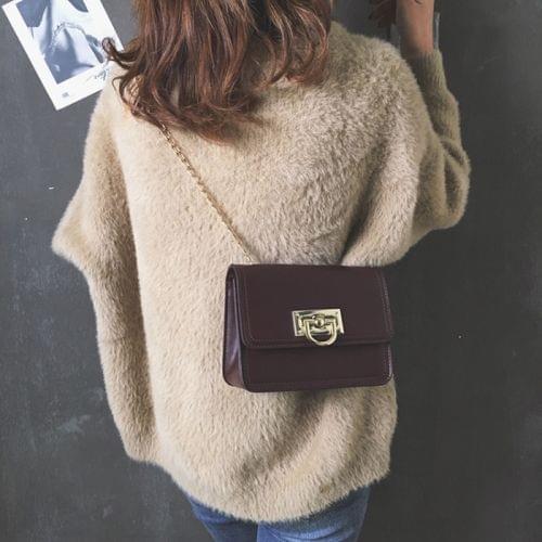 Leisure Fashion PU Leather Slant Shoulder Bag Handbag(Coffee)