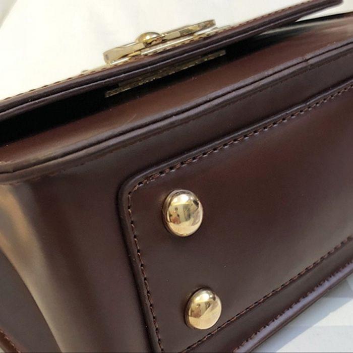 Leisure Fashion PU Leather Slant Shoulder Bag Handbag(Coffee)