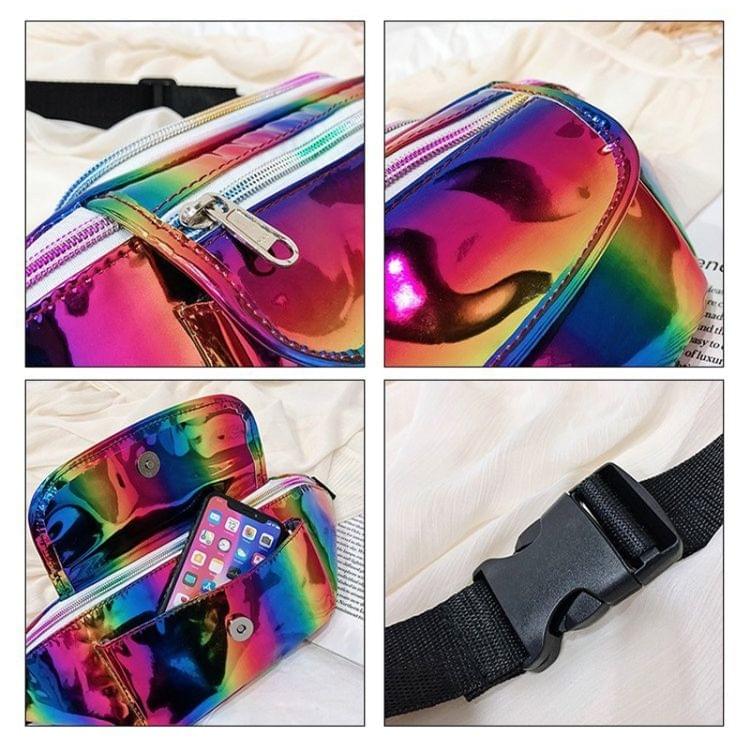 Laser Color PU Leather Waist Chest Bag Single Shoulder Bag Messenger Bag