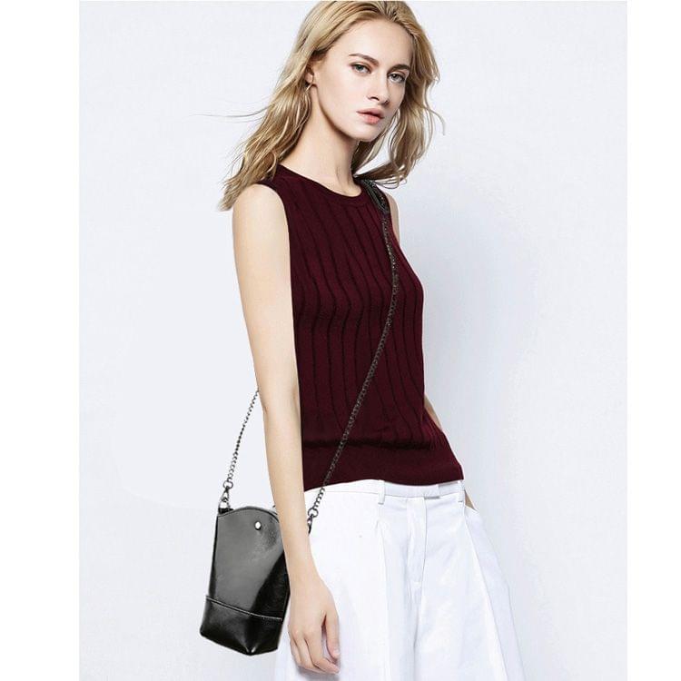 Leisure Fashion Oil Wax Cowhide Leather Shoulder Bag Messenger Bag (Black)