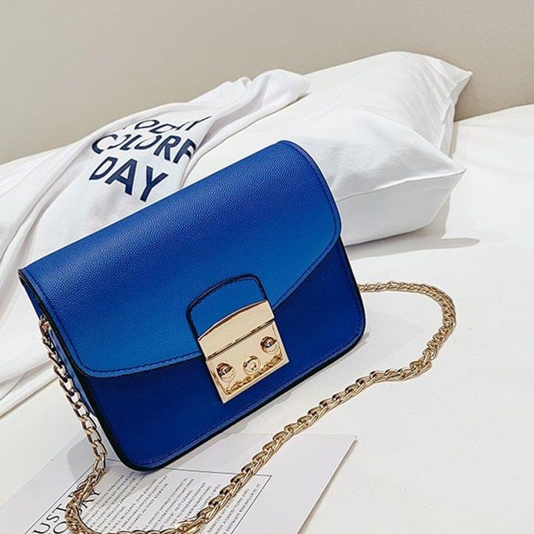 PU Leather Single Shoulder Bag Ladies Handbag Messenger Bag (Blue)