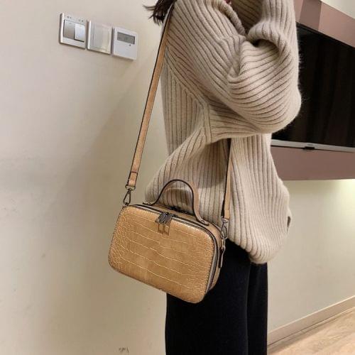 Casual PU Shoulder Bag Ladies Handbag Messenger Bag (Khaki)