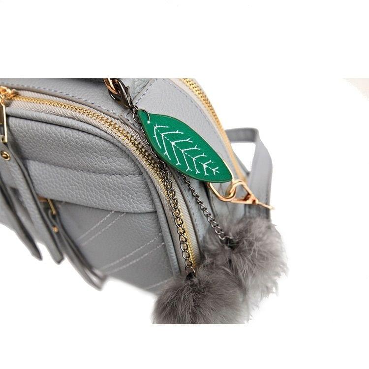 Casual PU Shoulder Bag Ladies Handbag Messenger Bag with Plush Ball