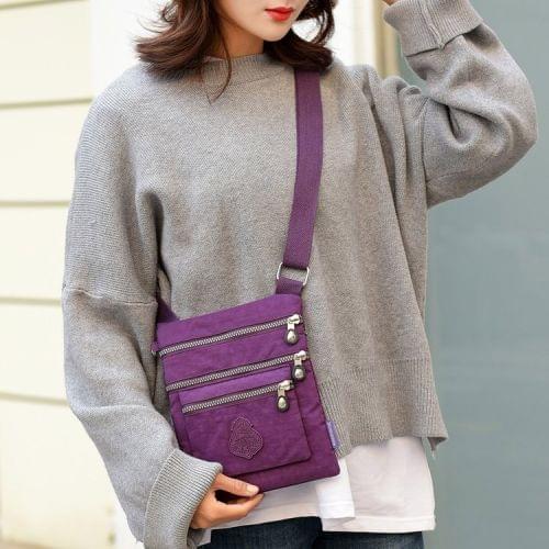 Leisure Fashion Nylon Waterproof Slant Shoulder Bag(Purple)