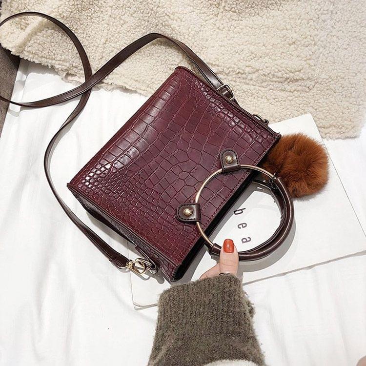 Leisure Fashion PU Leather Slant Shoulder Bag(Wine Red)