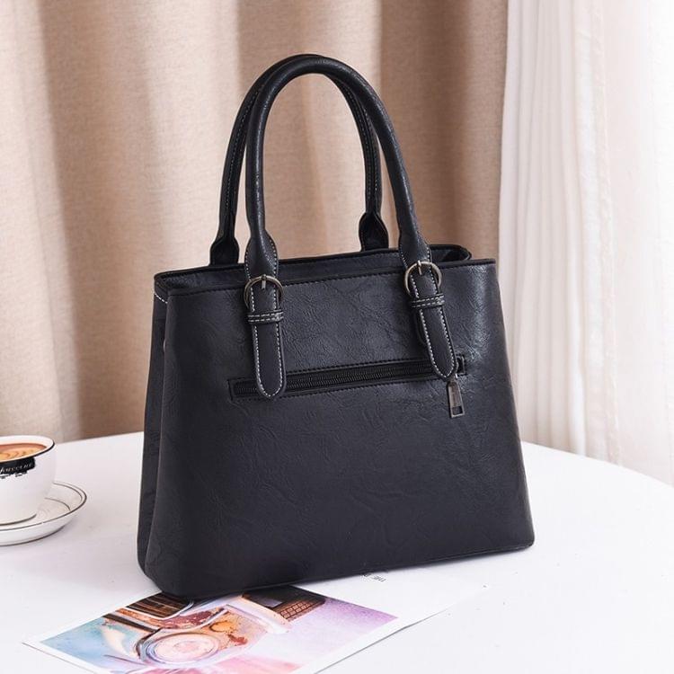 Leisure Fashion PU Slant Shoulder Bag Handbag with Plush Ball(Black)