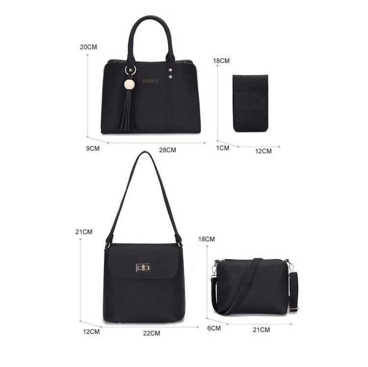 4 in 1 Casual PU Shoulder Bag Ladies Handbag Messenger Bag (Pink)