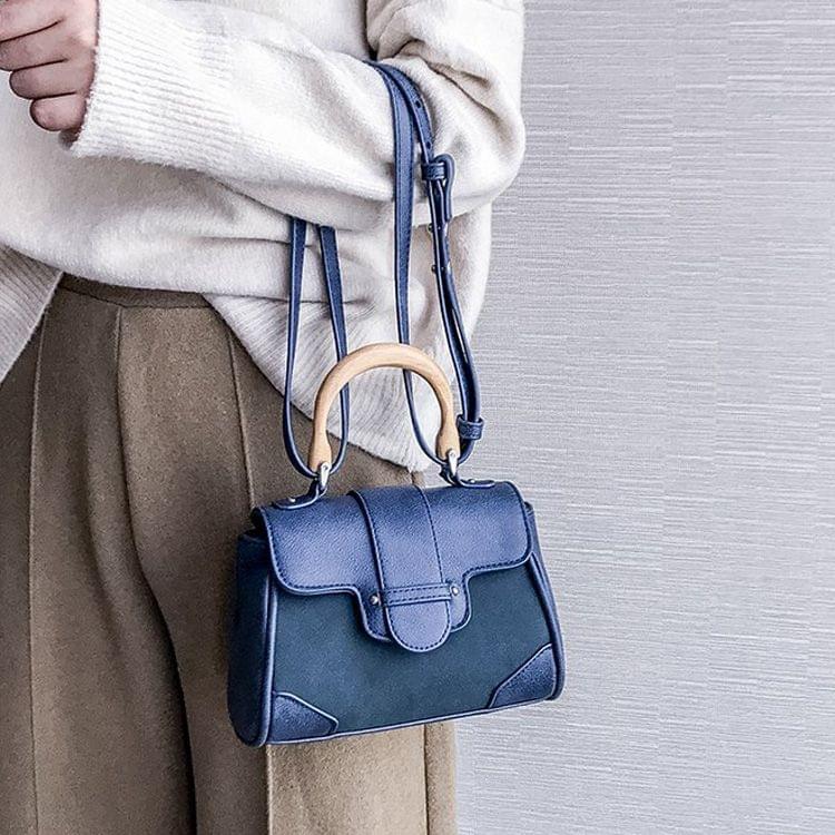 Leisure Fashion PU Leather Slant Shoulder Bag Handbag (Blue)
