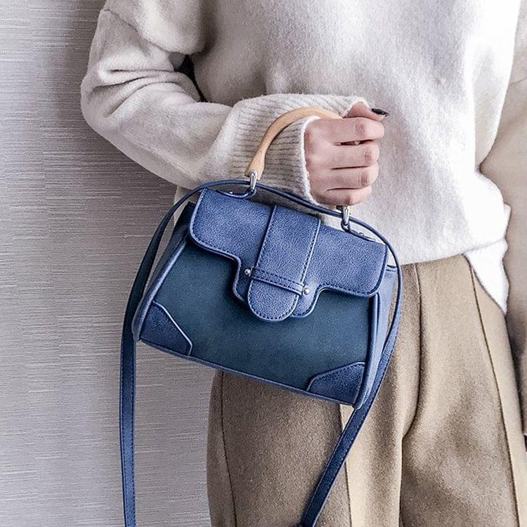 Leisure Fashion PU Leather Slant Shoulder Bag Handbag (Blue)