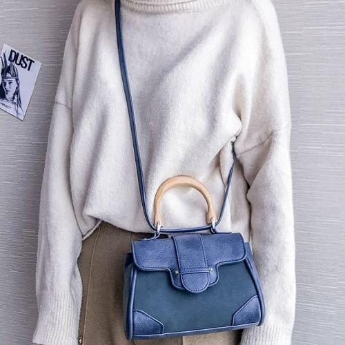 Leisure Fashion PU Leather Slant Shoulder Bag Handbag (Blue)
