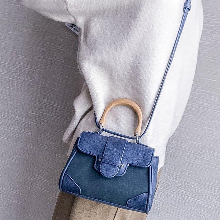 Leisure Fashion PU Leather Slant Shoulder Bag Handbag (Blue)