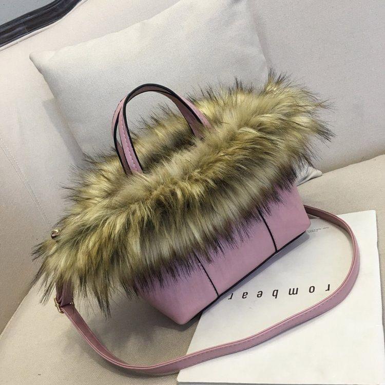 Leisure Fashion PU Leather Slant Shoulder Bag(Pink)
